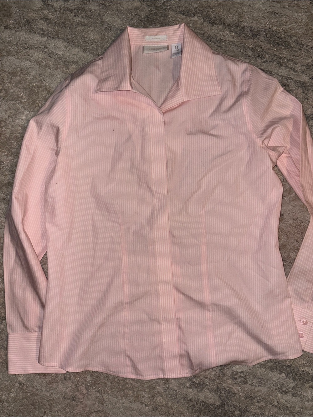 OFFERS OPEN! Chico’s Women’s size 0 button down collar shirt Pink Stripe office